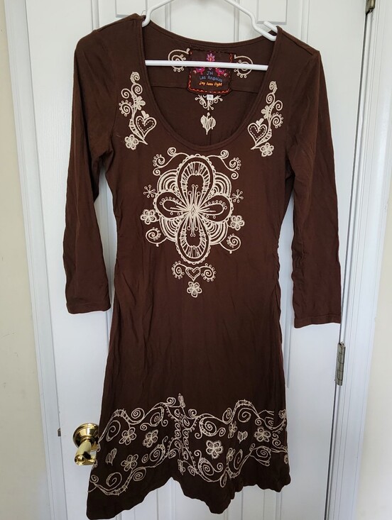 Johnny Was Dresses & Skirts - Johnny Was Lots Angeles Brown. Boho Embroidered Scoop-Neck Women’s Dress